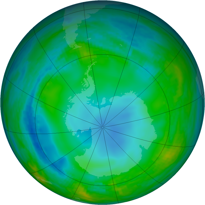Antarctic ozone map for 30 May 1989
